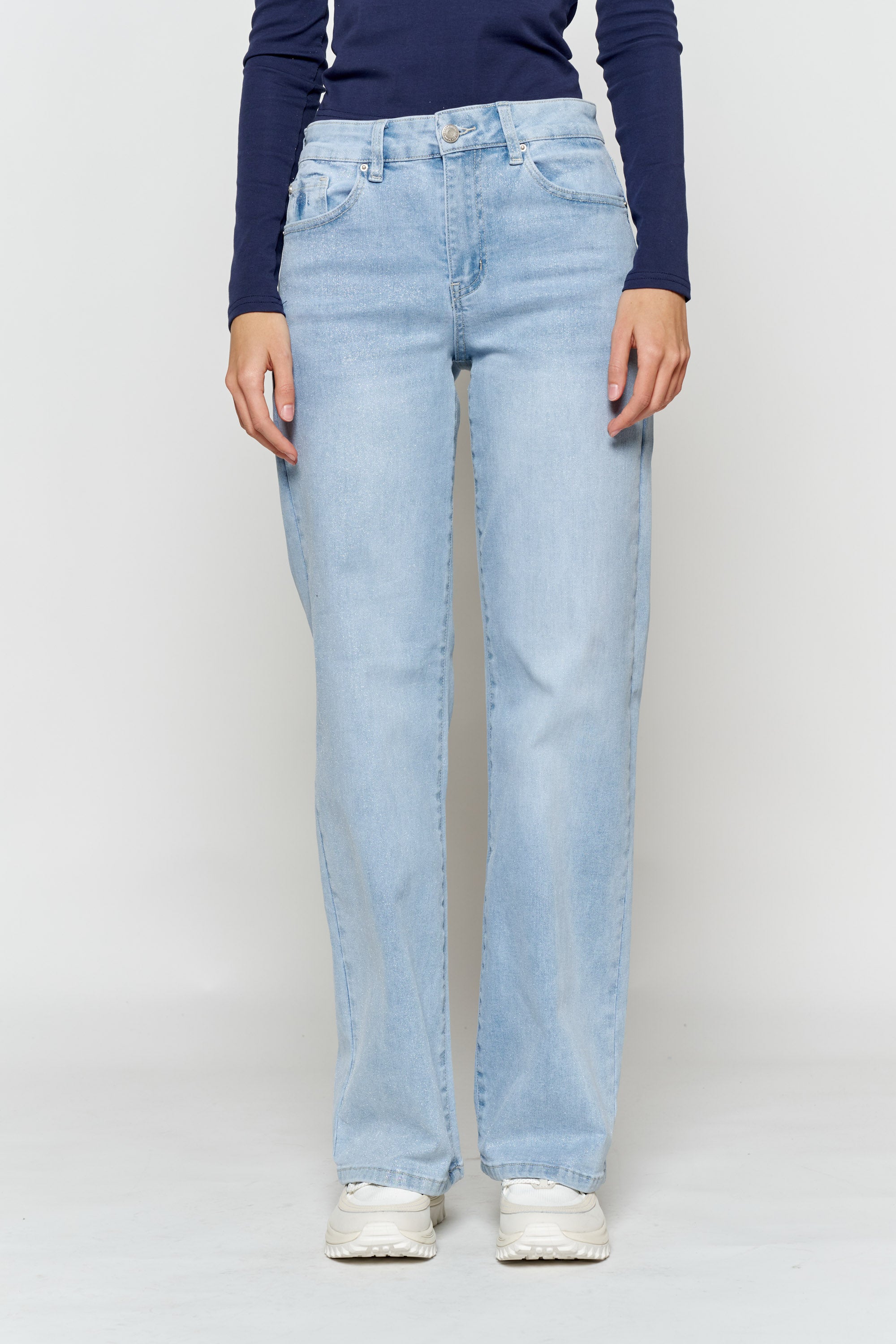 High Rise Wide with Silver Glitter Effect LIGHT