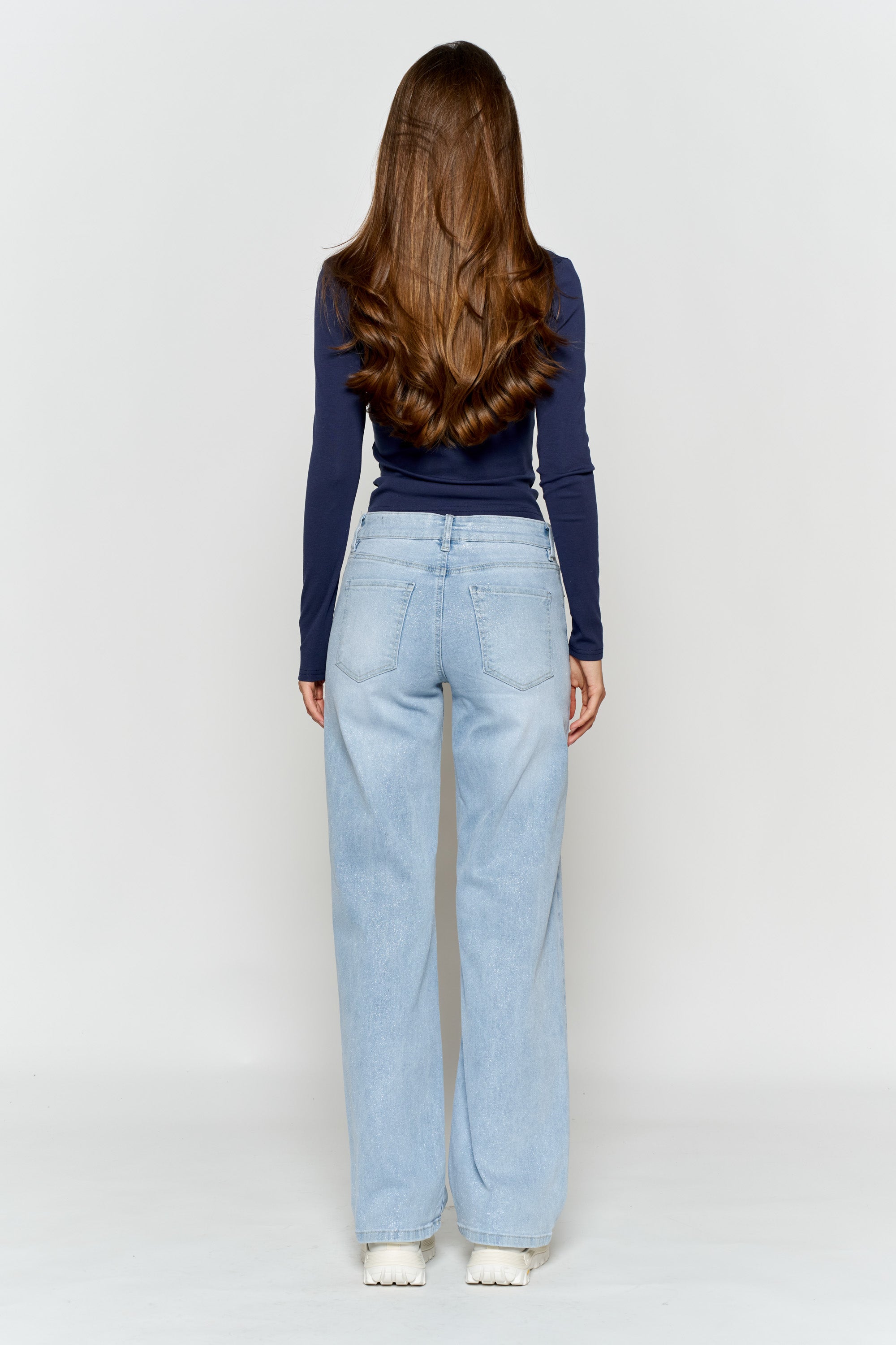 High Rise Wide with Silver Glitter Effect LIGHT