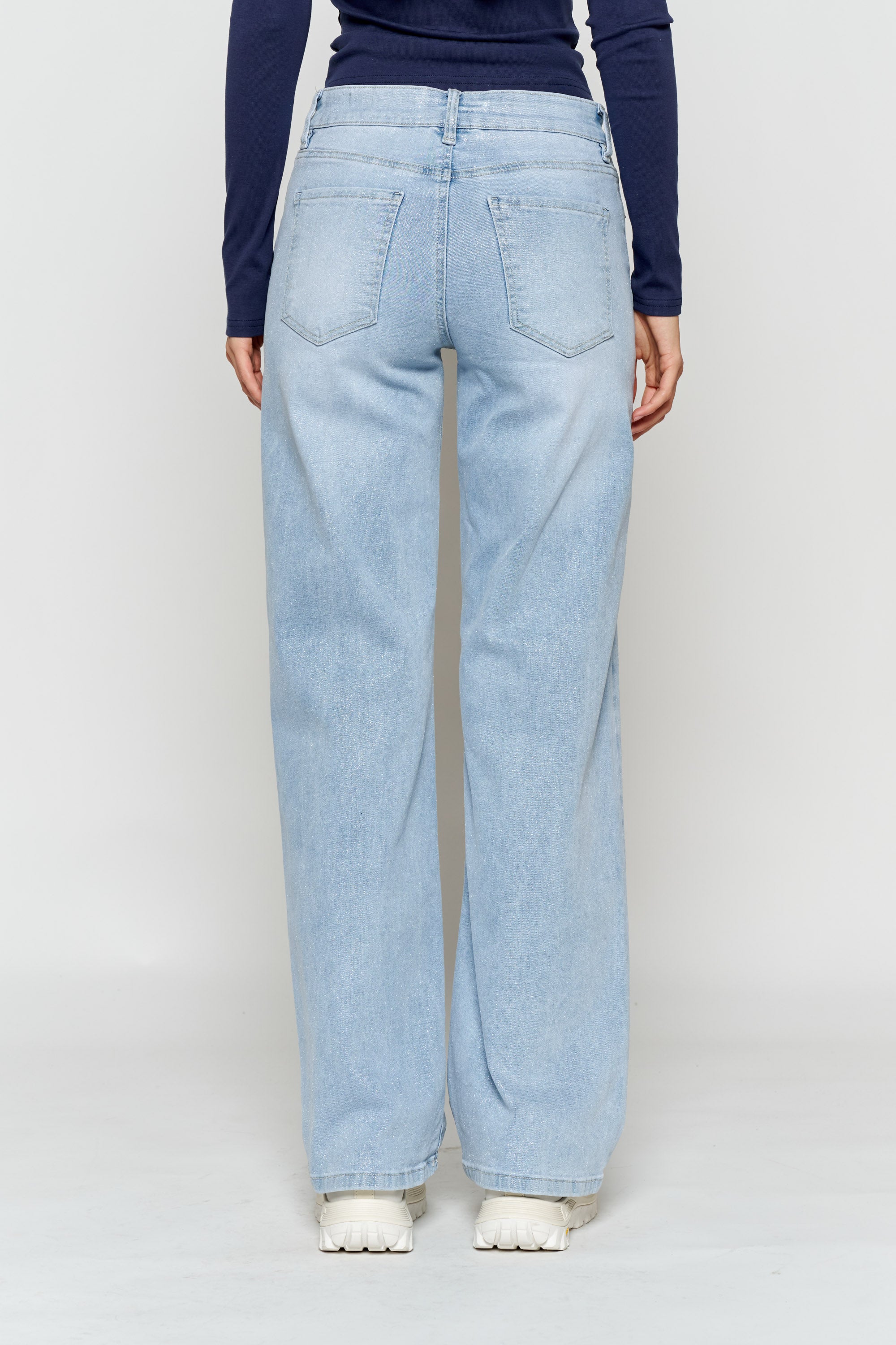 High Rise Wide with Silver Glitter Effect LIGHT