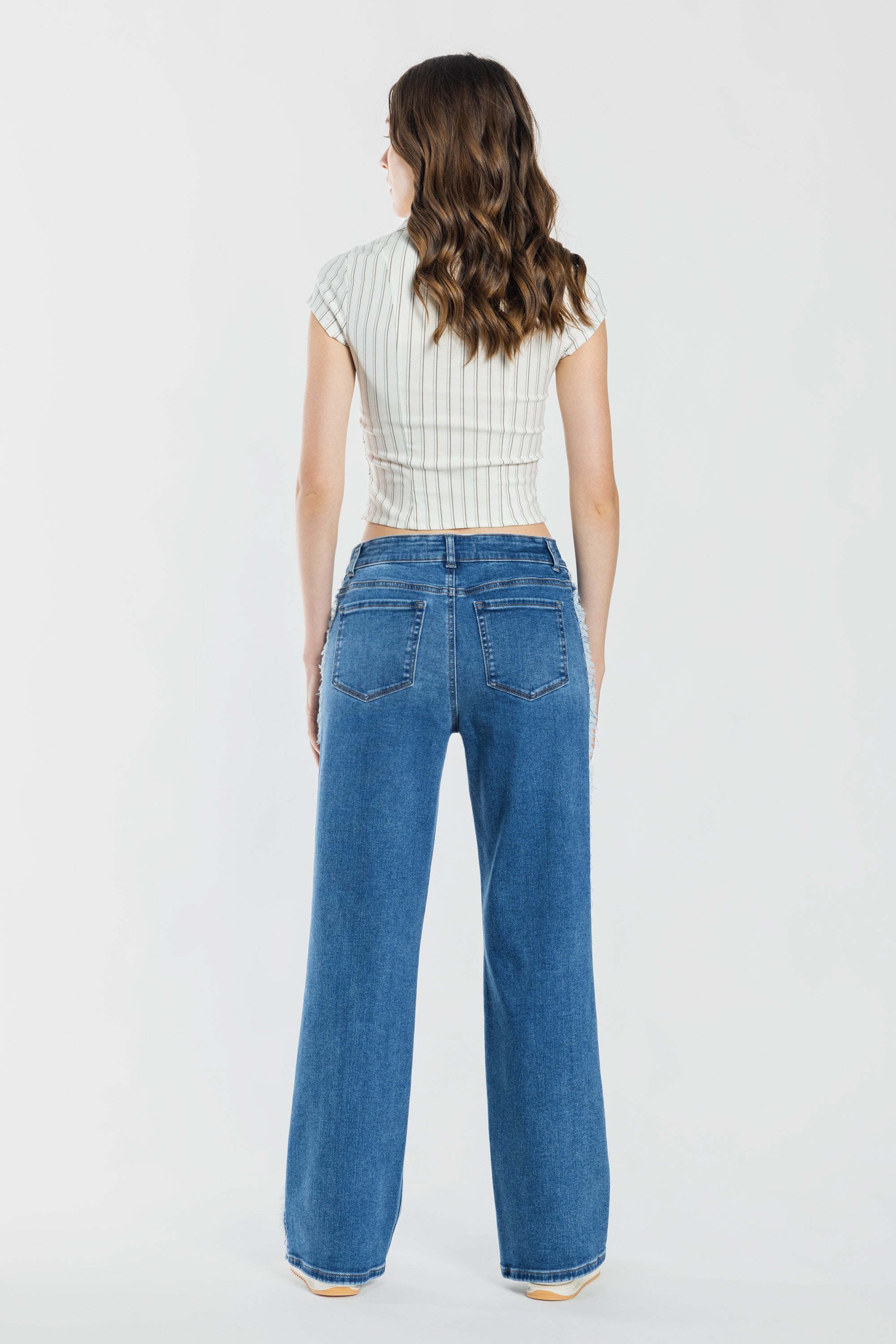 Mid Waist Relaxed Wide with Side Contrast Detail