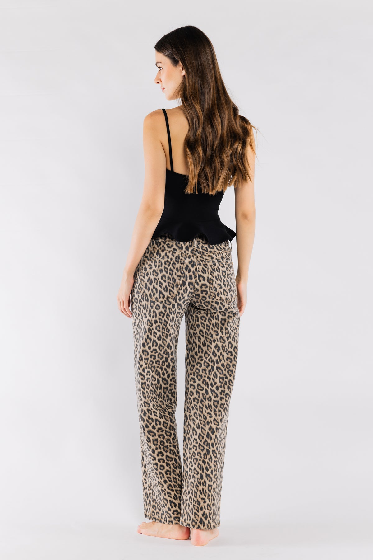 High Rise Relaxed Wide Leg Jeans Leopard