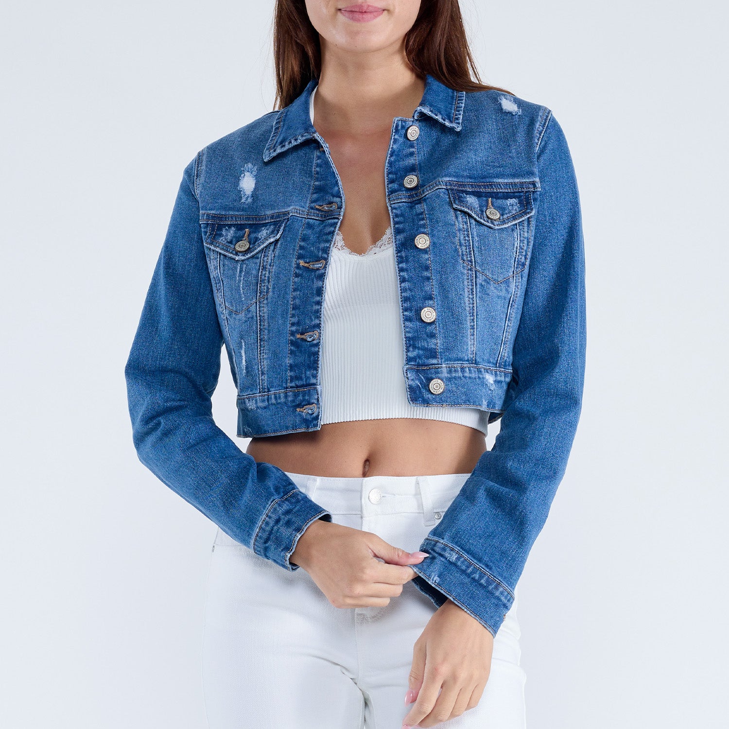 Shop Mid Rise Moto Bermuda Denim Shorts with Roll-up Cuff