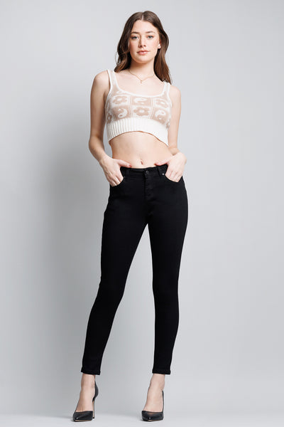 Mid Rise Push Up Ankle Skinny