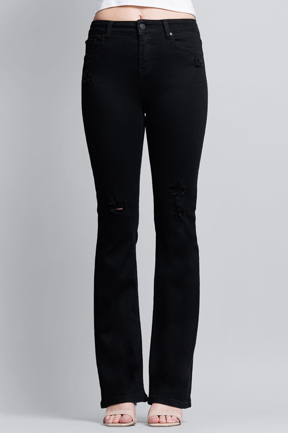 High Waisted Slim Bootcut Jeans