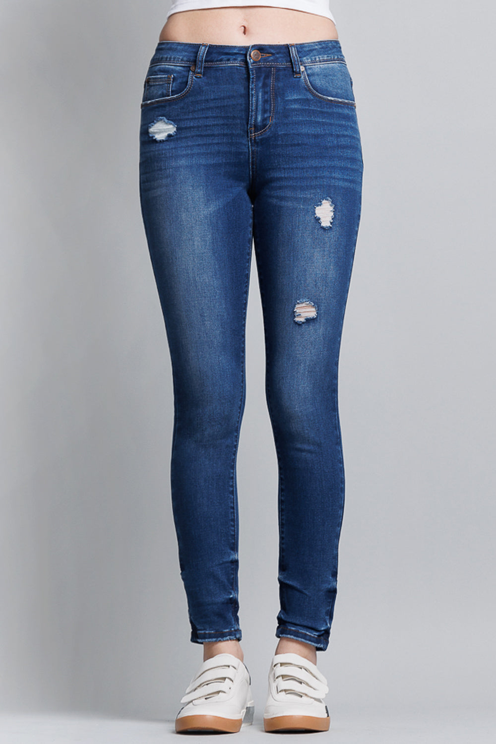 Destructed Mid Rise Ankle Skinny