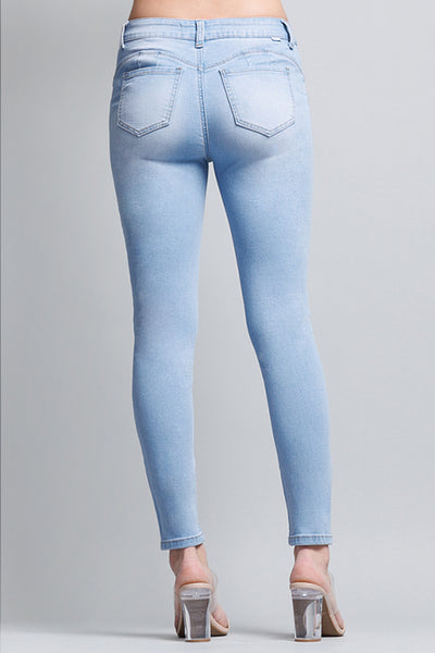 Mid Rise Push Up Ankle Skinny