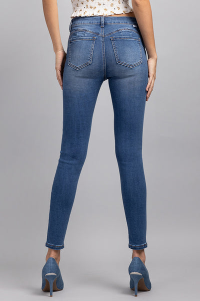 Mid Rise Push Up Ankle Skinny