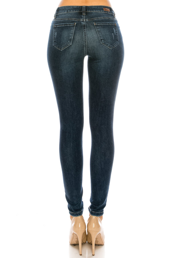 Mid Rise Destructed Skinny Jeans