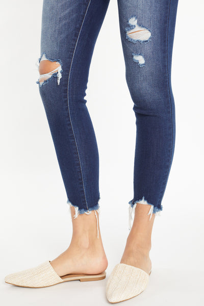 High Rise Chewed Hem Ankle Grazer