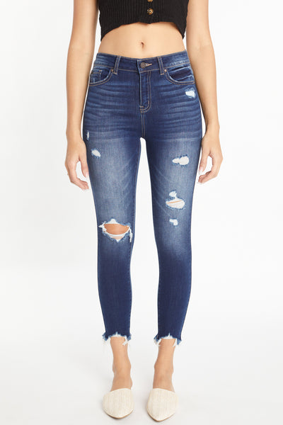 High Rise Chewed Hem Ankle Grazer
