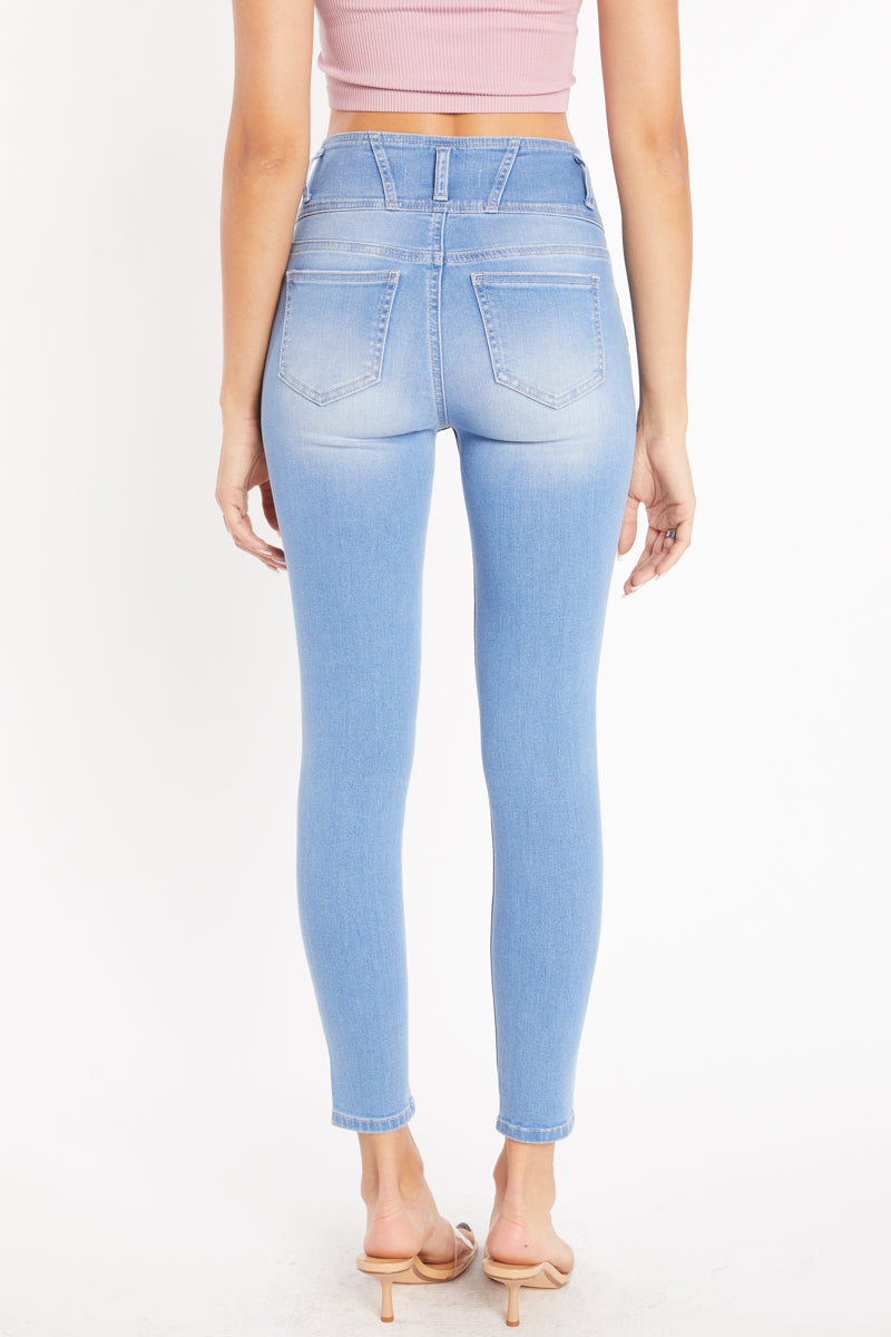 High Rise 3-Button Ankle Skinny