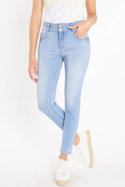 High Rise Double Waist Push Up Ankle Skinny