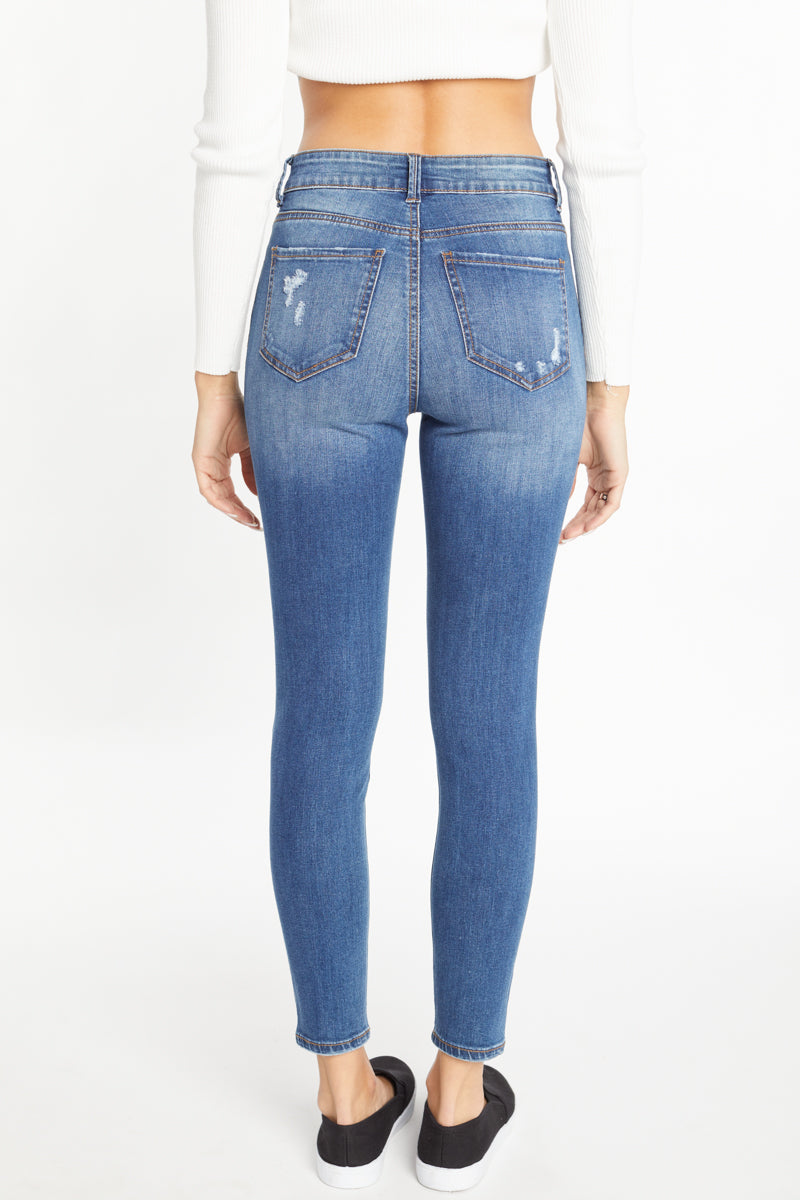 High Rise Destructed Ankle Skinny