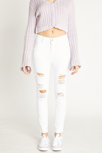 High Rise Heavily Destructed Ankle Skinny