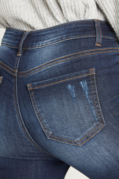 High Rise Crop Skinny Jeans with Cuffed Hem