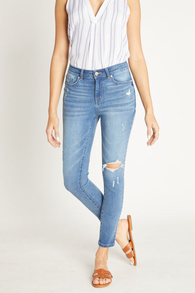 High Rise Destructed Ankle skinny