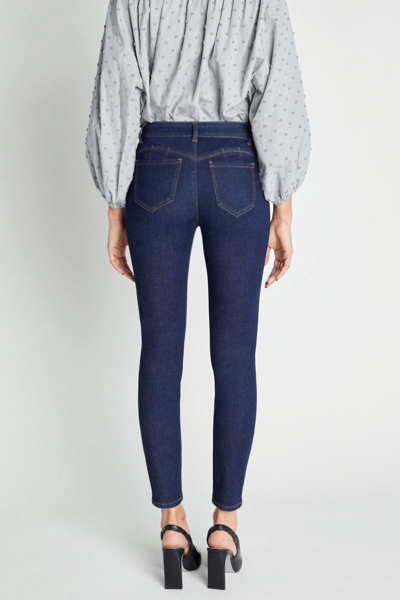 Mid Rise Push Up Ankle Skinny with Classic Wash
