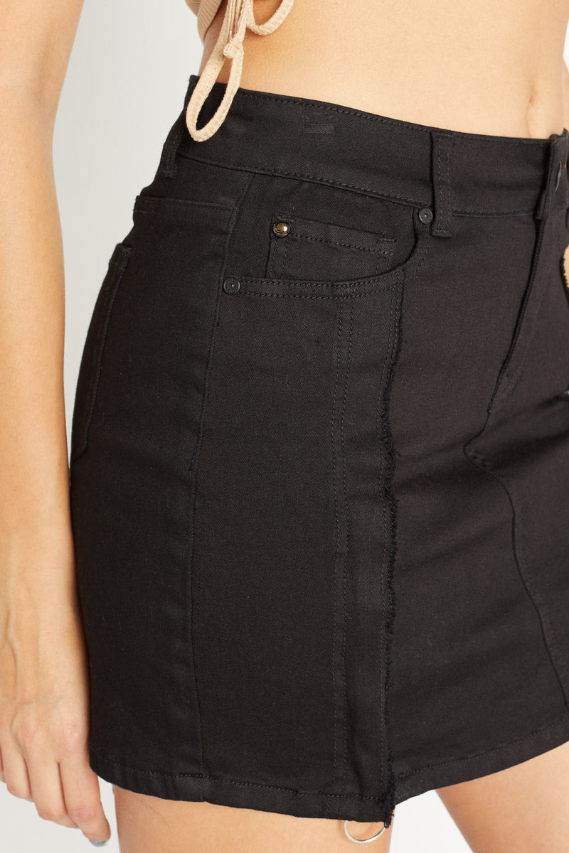 Dual Pull-ring Zipper-Front Mini Skirt
