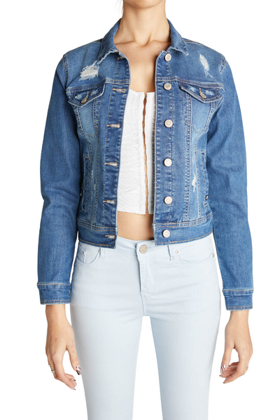 Chaqueta vaquera clásica desgastada